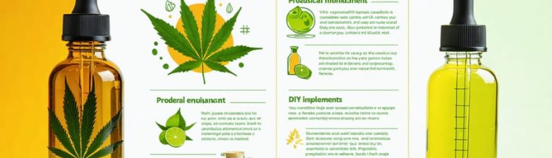"Infographic displaying the DIY process of crafting cannabis vape juice, highlighting key ingredients like PG and VG, necessary equipment, and safety measures for medical users."